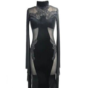 [NWT] Women's Punk Sheath Dress With Bell Sleeves, XL